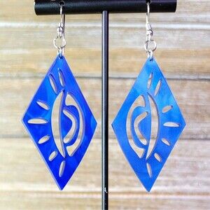 Blue Evil Eye Protection Light weight Acrylic Earrings  - Amulet Gifts for Her‎